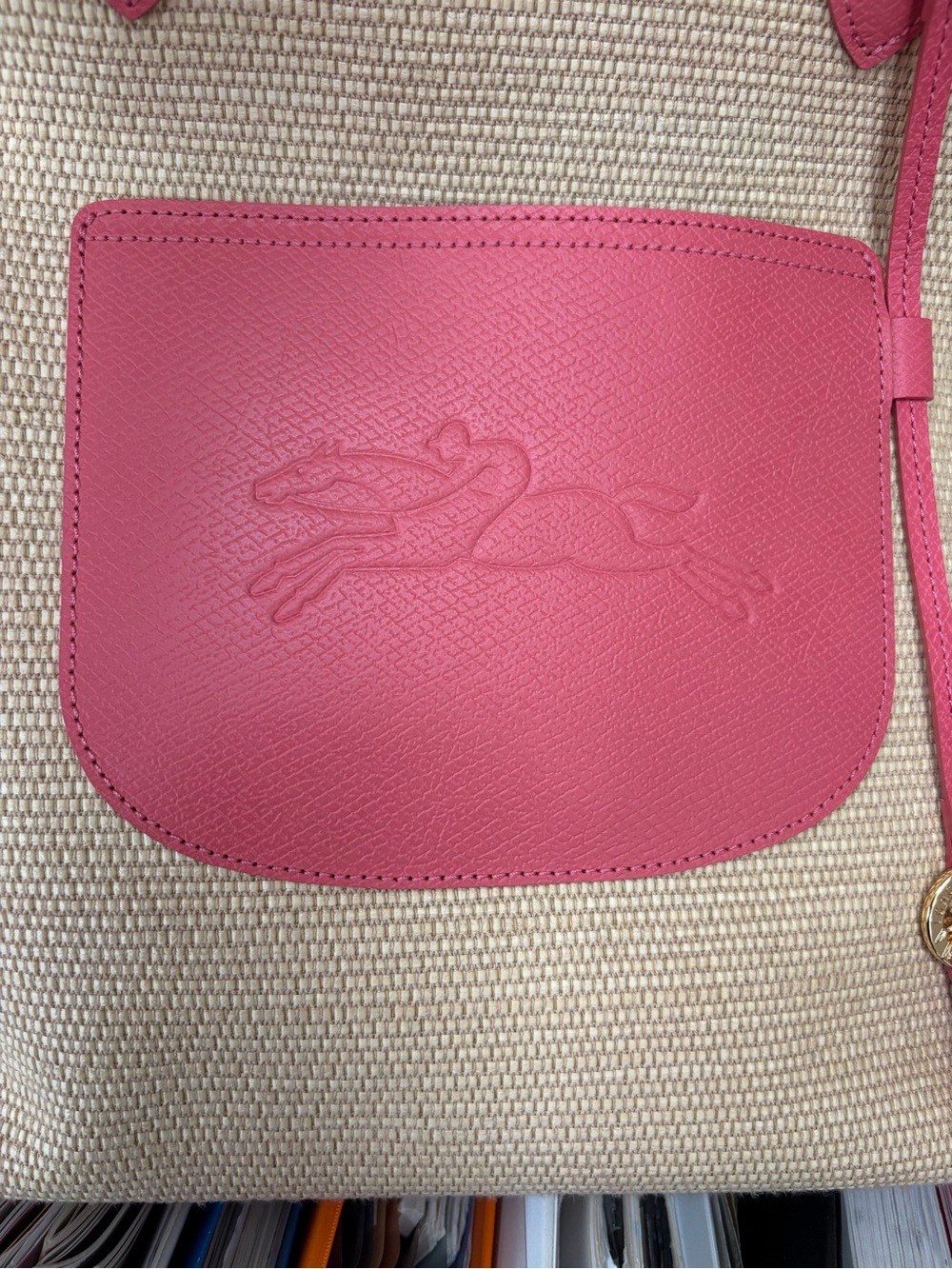 Longchamp Pliage basket large tote pink leather - Picture 4 of 9